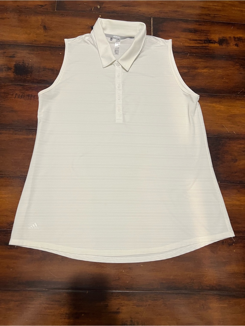 adidas White Sleeveless Polo Tank Top